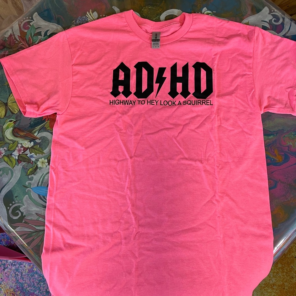 NEW Medium Neon Pink ADHD T-Shirt